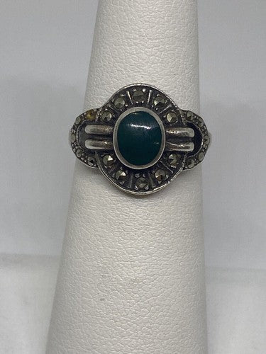 925 Sterling Silver Malachite Ring Size 5