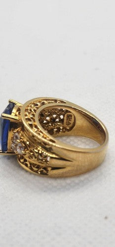 925 Sterling Silver With Blue CZ Ring Size 5