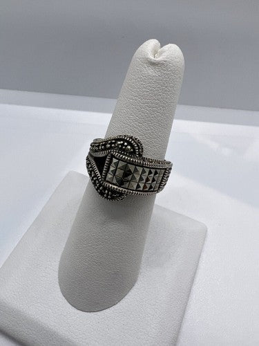 925 Sterling Silver Marcasite Ring Size 5.5