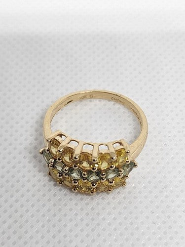 10K Yellow Gold Citrine & Aquamarine Ring Size 6