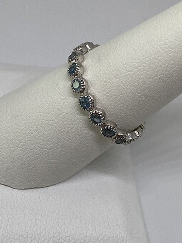 925 Sterling Silver Topaz Band Ring Size 8
