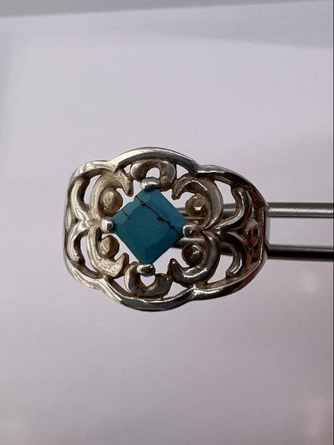 925 Sterling Silver Turquoise Ring Size 8.5