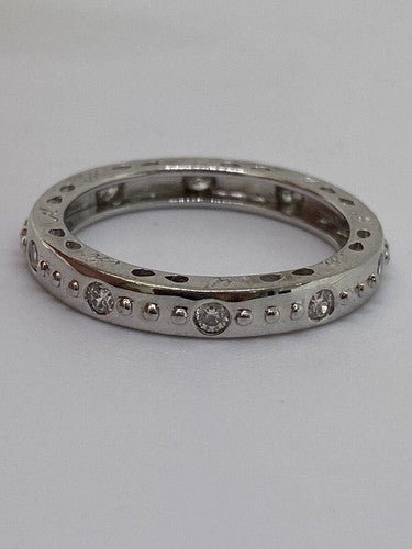 925 Sterling Silver CZ Band Ring Size 8