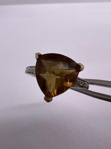 925 Sterling Silver Gold Plated CZ Ring Size 6.5