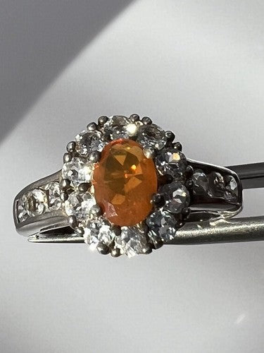925 Sterling Silver Citrine & Goshenite Ring Size 6.5