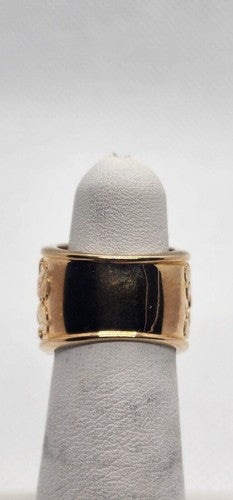 925 Sterling Silver Gold Plated Porous Foliated Design Ring Size 4.5