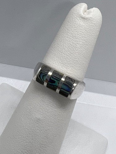 925 Sterling Silver Abalone Ring Size 5