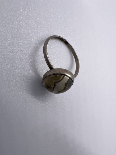 925 Sterling Silver & Agate Ring Size 4