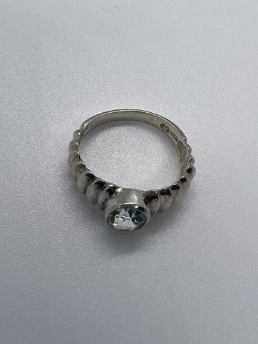 925 Sterling Silver & Blue Topaz Ring Size 5