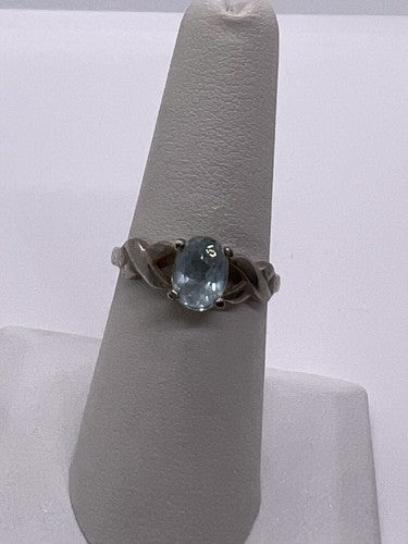 925 Sterling Silver Topaz Ring Size 6.5
