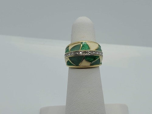 925 Sterling Silver Diamond Clear Ring Size 5