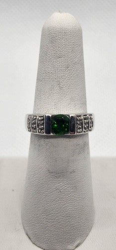 925 Sterling Silver Peridot Tourmaline Ring Size 7