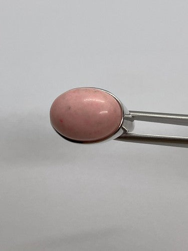 925 Sterling Silver & Pink Agate Ring Size 7.5
