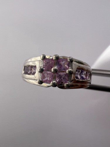 925 Sterling Silver Pink CZ Ring Size 6