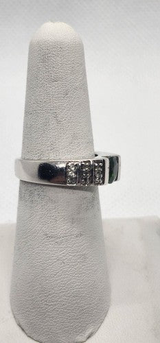 925 Sterling Silver Peridot Tourmaline Ring Size 7