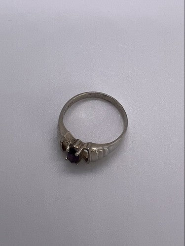 925 Sterling Silver Amethyst Ring Size 8