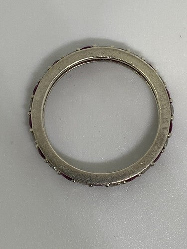 925 Sterling Silver Ruby & CZ Ring Size 8