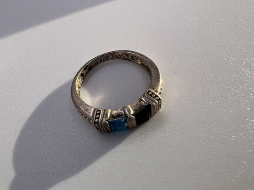 925 Sterling Silver Topaz & Tourmaline Ring Size 5.5