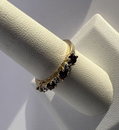 925 Sterling Silver Gold Plated Tourmaline Ring Size 7.5