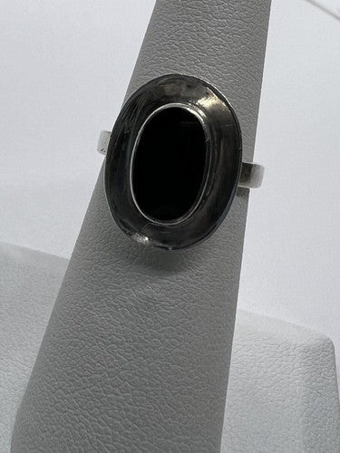 925 Sterling Silver & Onyx Soma Ring Size 5