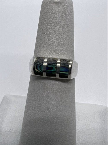 925 Sterling Silver Abalone Ring Size 5