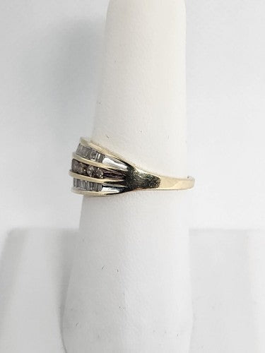 14K Yellow Gold Hessonite & Goshenite Ring Size 6