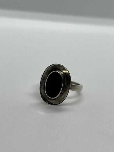 925 Sterling Silver & Onyx Soma Ring Size 5