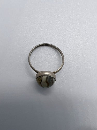 925 Sterling Silver & Agate Ring Size 4