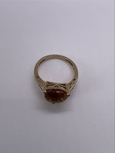 925 Sterling Silver Gold Plated CZ Ring Size 6.5
