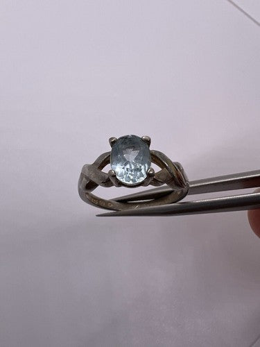 925 Sterling Silver Topaz Ring Size 6.5