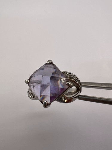 925 Sterling Silver Purple CZ Ring Size 6.5
