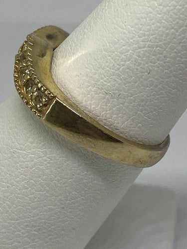 925 Sterling Silver Gold Plated CZ Ring Size 6.75