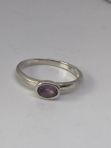 925 Sterling Silver Amethyst Ring Size 8