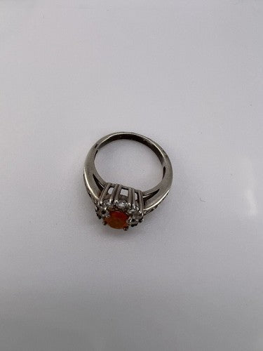 925 Sterling Silver Citrine & Goshenite Ring Size 6.5