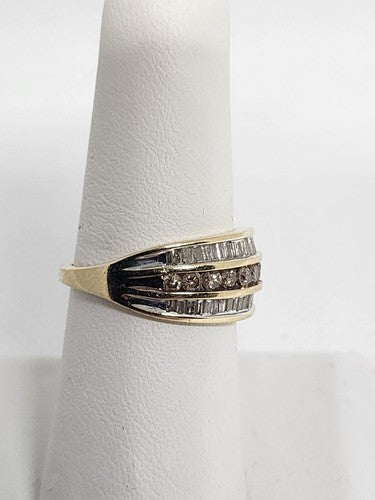 14K Yellow Gold Hessonite & Goshenite Ring Size 6