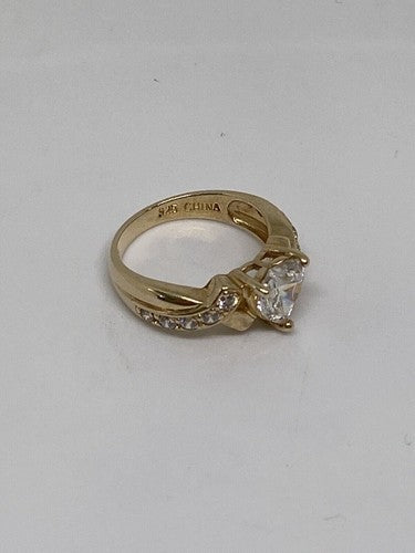 925 Sterling Silver Vermeil Heart CZ Ring Size 4.75