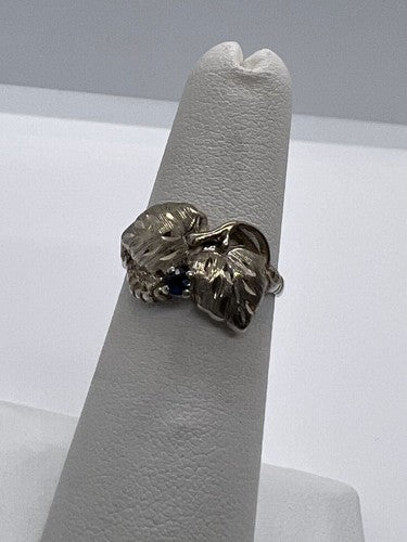 925 Sterling Silver Sapphire Ring Size 4.5