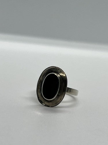 925 Sterling Silver & Onyx Soma Ring Size 5