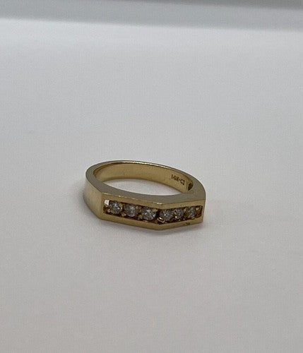 14K Yellow Gold & Colorless Sapphire Ring Size 5.5