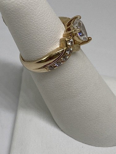 925 Sterling Silver Vermeil Heart CZ Ring Size 4.75