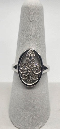 925 Sterling Silver Diamond Ring Size 8