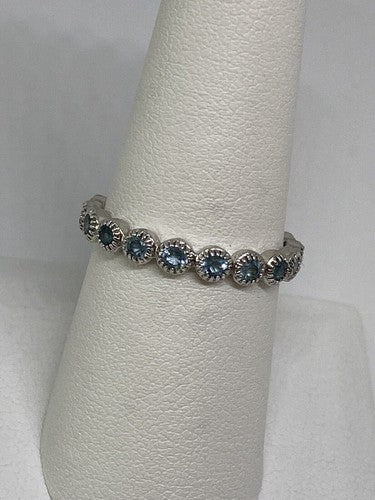 925 Sterling Silver Topaz Band Ring Size 8
