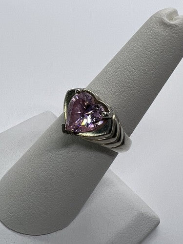 925 Sterling Silver Pink CZ "Heart" Ring Size 6.5