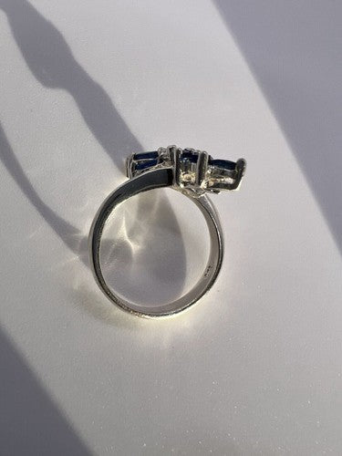 925 Sterling Silver & Sapphires Ring Size 6