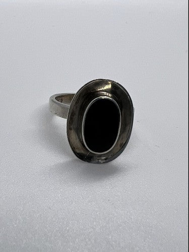 925 Sterling Silver & Onyx Soma Ring Size 5