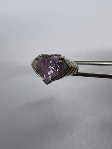 925 Sterling Silver Pink CZ "Heart" Ring Size 6.5
