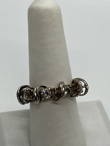 925 Sterling Silver Twisted Wire & CZ Ring Size 8.5