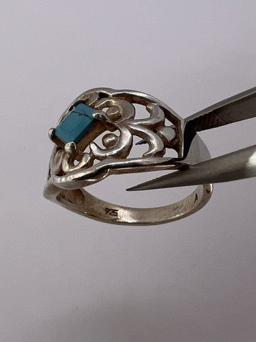 925 Sterling Silver Turquoise Ring Size 8.5
