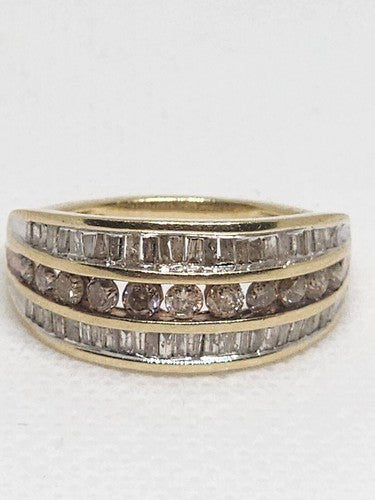 14K Yellow Gold Hessonite & Goshenite Ring Size 6
