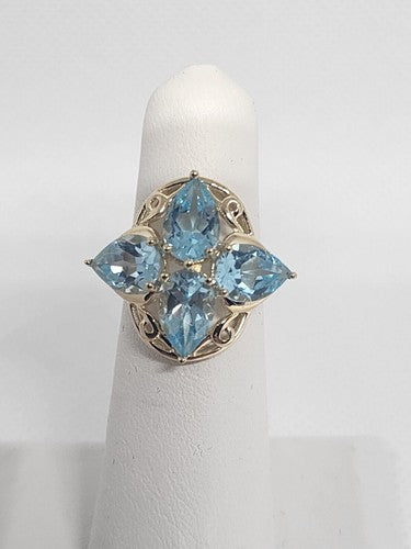 10K Yellow Gold & Topaz Ring Size 4